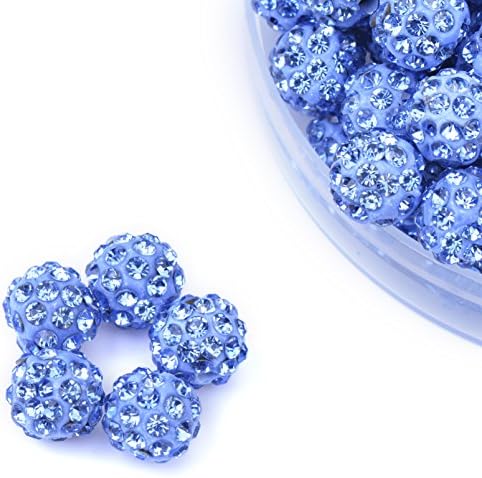 iCherry(TM) 10mm 100pcs/Lot Sky Blue Clay Pave Disco Ball for Rhinestone Crystal Shamballa Beads Charms Jewelry Makings