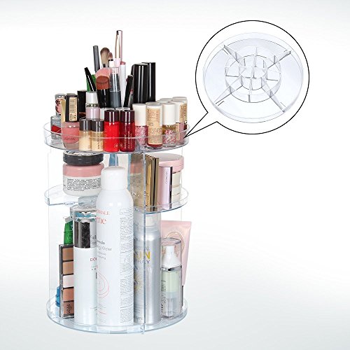 Acrylic Makeup Organizer, 360 Degree Rotating Large Capacity DIY Countertop Cosmetic Storage, Fits for Toner, Creams, Makeup Brushes, Lipsticks and More