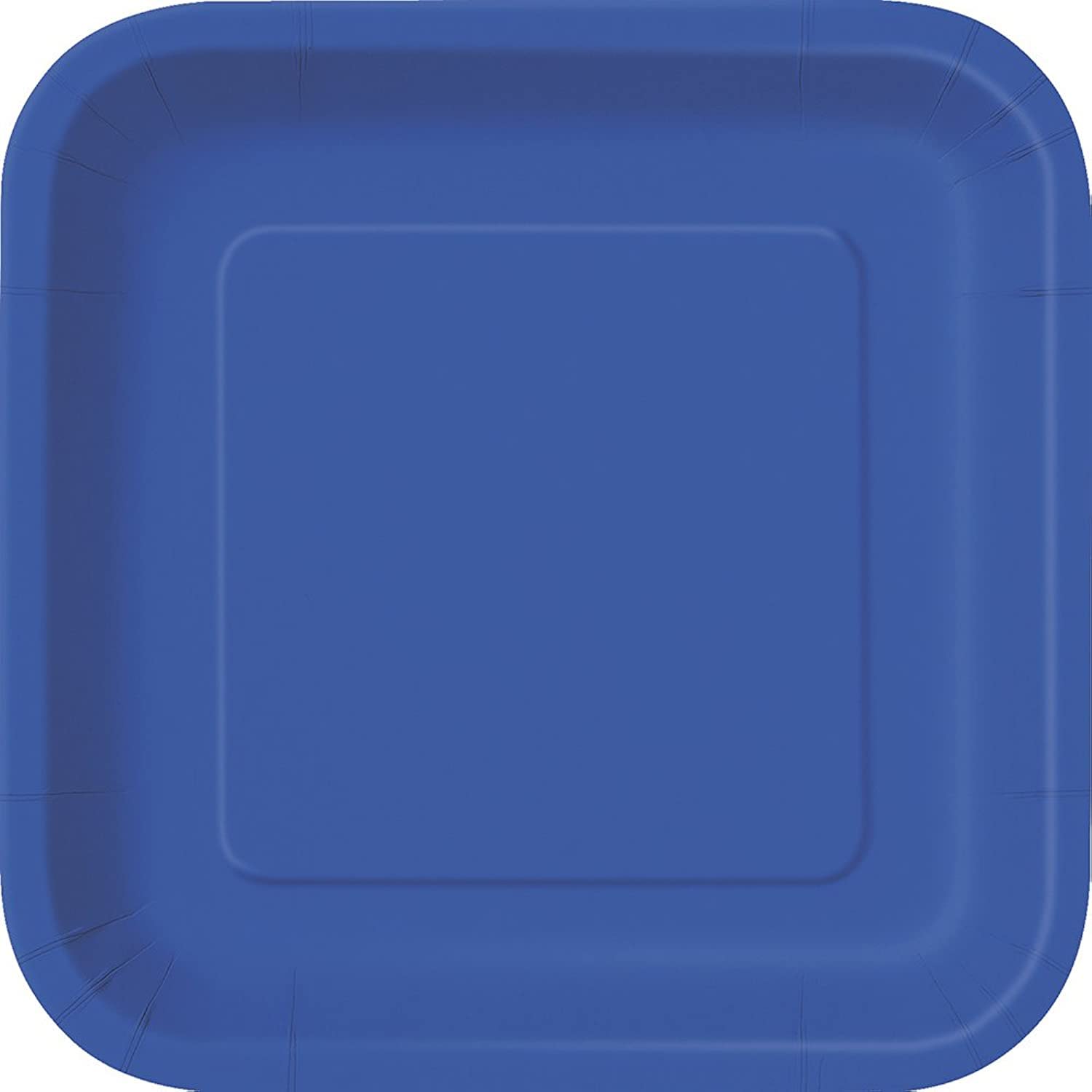 Solid Royal Blue Square Paper Dinner Plates (22cm) 14 Count - Elegant, Disposable, Perfect for Parties & Events