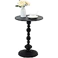 QENUIITEA Vintage Metal End Table, Matte Black Round Side Table Nightstand for Bedside or Sofa, Accent Table Decorative Small Space Living Room Bedroom Patio, Small Bar Pub Table - 15.7'' Table Top