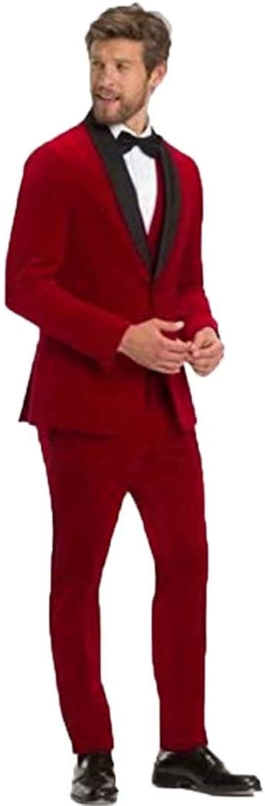 Retro Red Velvet Tuxedo Jacket Men Suit 