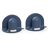 Cosamtec Silicone Oven Mitts Heat Resistant Mini Oven Gloves and Pot Holders Set for Kitchen Non Slip Waterproof Pinch Grips for Cooking and Baking Set of 2