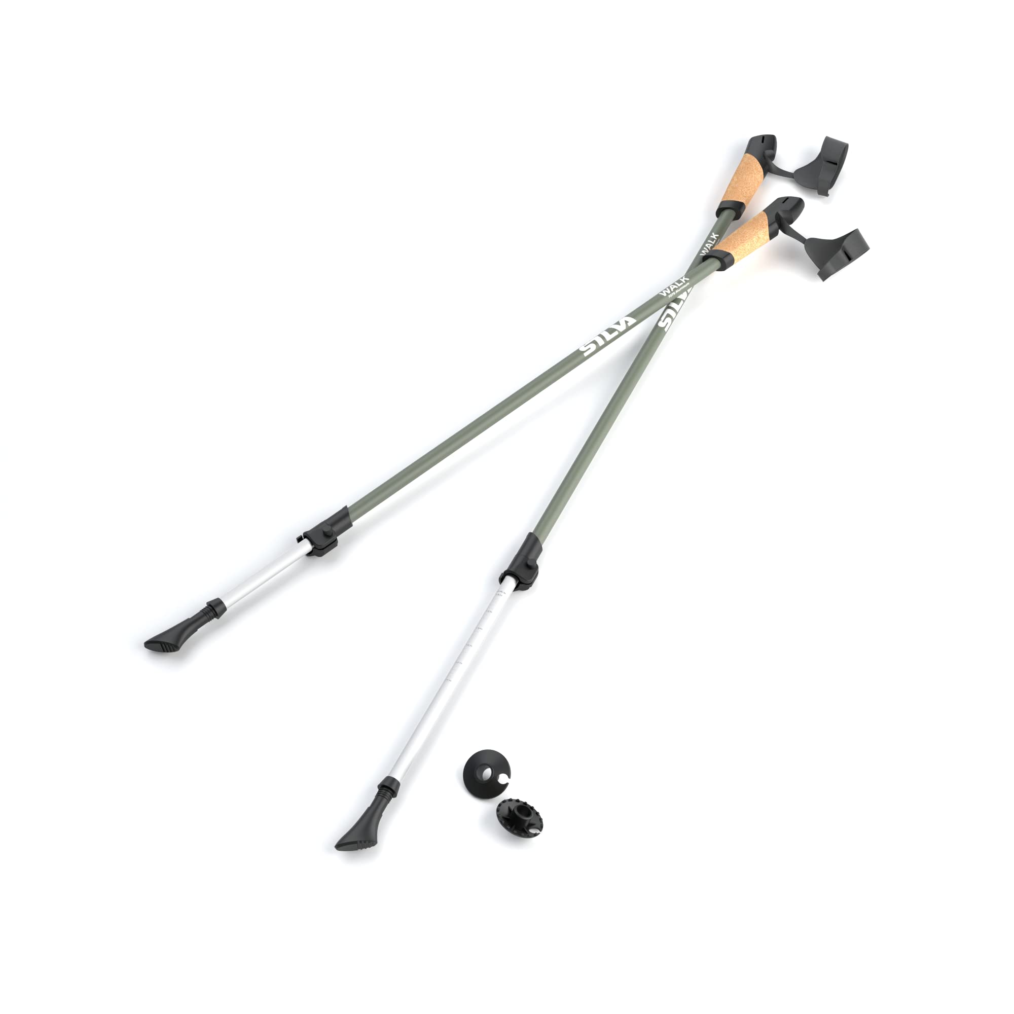 Silva Walking Poles Aluminum Cork - Trekking Poles with Adjustable Length 105-140 cm - Hiking Poles with Cork Handles - Hiking Stick with Adjustable Wrist Glove - Walking Poles for Men, Women, Seniors