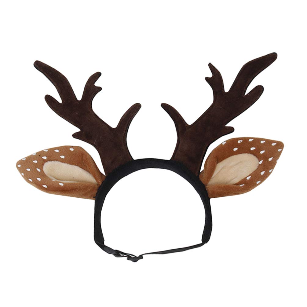 POPETPOP Dog Christmas Headband Reindeer Antlers Headwear Xmas Party Cosplay Puppy Costume Hairs Grooming Cap (Size S)
