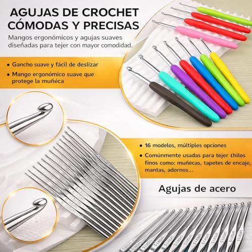 Crochet Kit Beginners Crochet Kit 105 Pieces- Adult Crafts Crochet Kit Beginners Premium - Includes 18 Balls of Yarns, Crochet Needles, Markers, Crochet Yarn, Scissors...