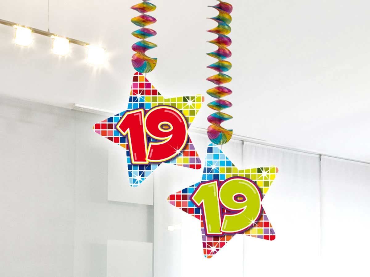 Folat - Spiral Decorations Birthday Blocks 19 Years - 2 pieces