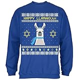 Llama Llamakkuh Ugly Hanukkah Sweater Royal Adult Sweatshirt - Large