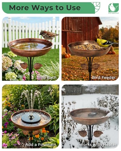 OUISJYER Metal Bird Bath for Outdoors, 12" Dia Bowl with Stable Upgrades Stake Birdbaths Garden Yard Lawn Decor 0.7 Gallon