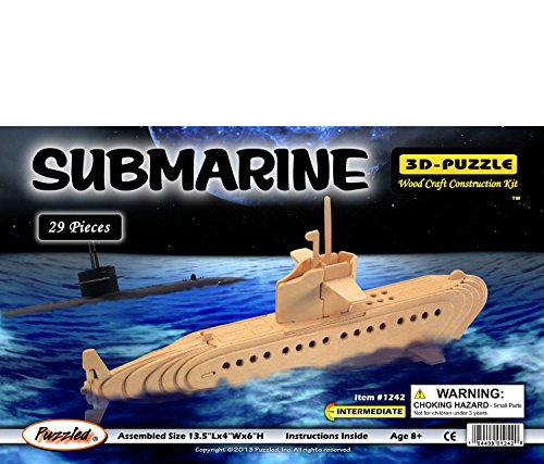 Puzzled Submarine Wooden 3D Puzzle Construction Kit