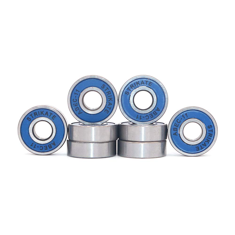 POFET 8 Pack 608 ZZ Skateboard Bearings Longboard Roller Skate Bearings 608 Ball bearings, Double Shielded, Blue