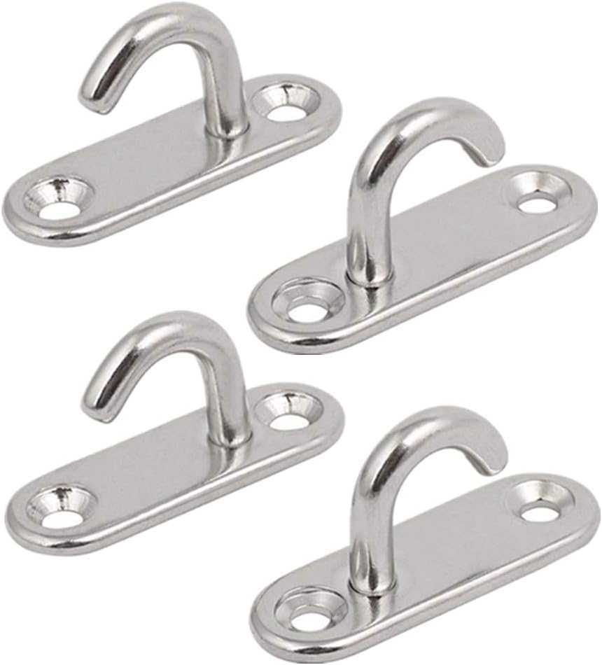 Pad Eye,Cheaboom Heavy Duty Stainless Steel Oblong Plate Staple Ring Hook Loop U-Shaped Design Screws Wall Mount Hook Hanger d Design Screws Wall Mount Hook Hanger (J M6 Pad Eye x 4)