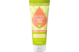 Puracy Organic Baby Lotion, Organic Eczema Moisturizer for Infants and Newborns, Natural Kids Body Lotion for Sensitive Skin, Gentle Calming Lavender & Grapefruit Essential Oils, 8 Ounce