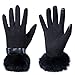 Womens Winter Warm TouchScreen deerskin Texting Driving Lined Thick gloves Rabbit Fur Black by Dsane