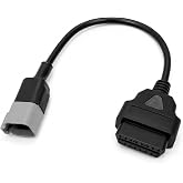 Etnadn 6 Pin to 16 Pin OBDII Diagnostic Adapter, OBD2 Diagnostic Cable Tool | Portable Design, Wear Resistant, OBD2 Diagnostic Adapter Cable, Easy to Use, Compatible with Most ATVs UTVs Motorcycles