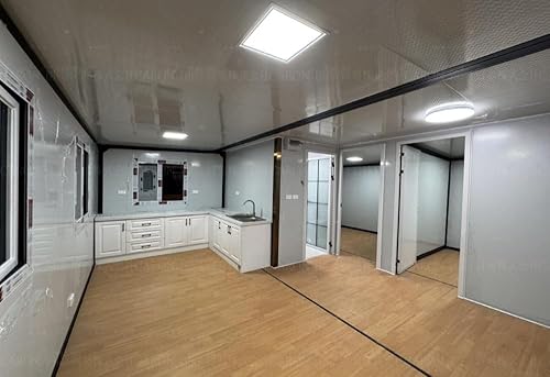 トイレ・浴室付きプレハブ住宅・仮設住宅・職員寮・店舗・事務所・倉庫用ユニットハウス 37㎡/23畳 耐火・防音・耐震 ドア・窓7つ お客様組立 可搬式 小屋・空きスペース活用 組み立て式プレハブ 屋外用 - サムネイル 3