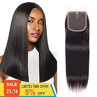 14 Inch Brazilian Straight Hair Closure Middle Part Swiss Lace Closure Natural Color Human Hair Lace Closure