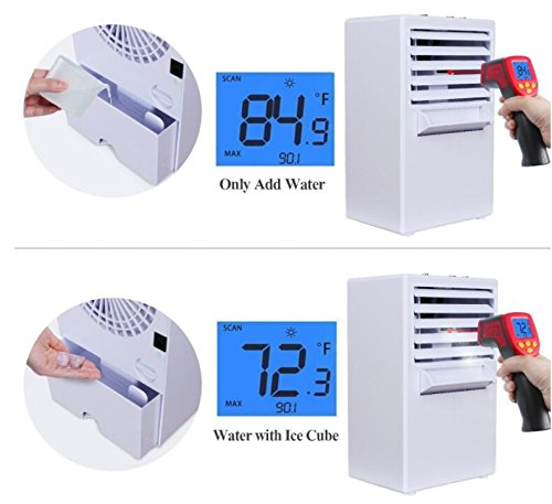 JM-capricorns Mini Portable Air Conditioner Fan,Portable Misting Desktop Table Desk Cooling Fan Evaporative Air Circulator Cooler Humidifier Bladeless Quiet for Office, Dorm, Upgrade Version White