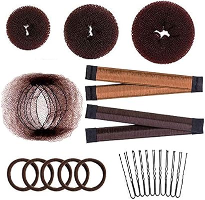 Hair Bun Maker Set Brown Blonde Black With 20 Reusable Invisible