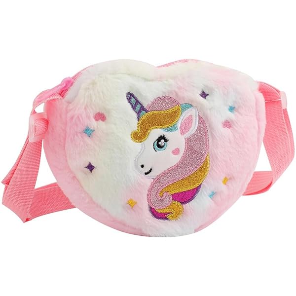 Buy Unicorn Plush Handbag For Girls, Shoulder Bag With Adjustable Shoulder Strap, Handbags For Toddler, Little Girl (Rose)_265 At - View #4