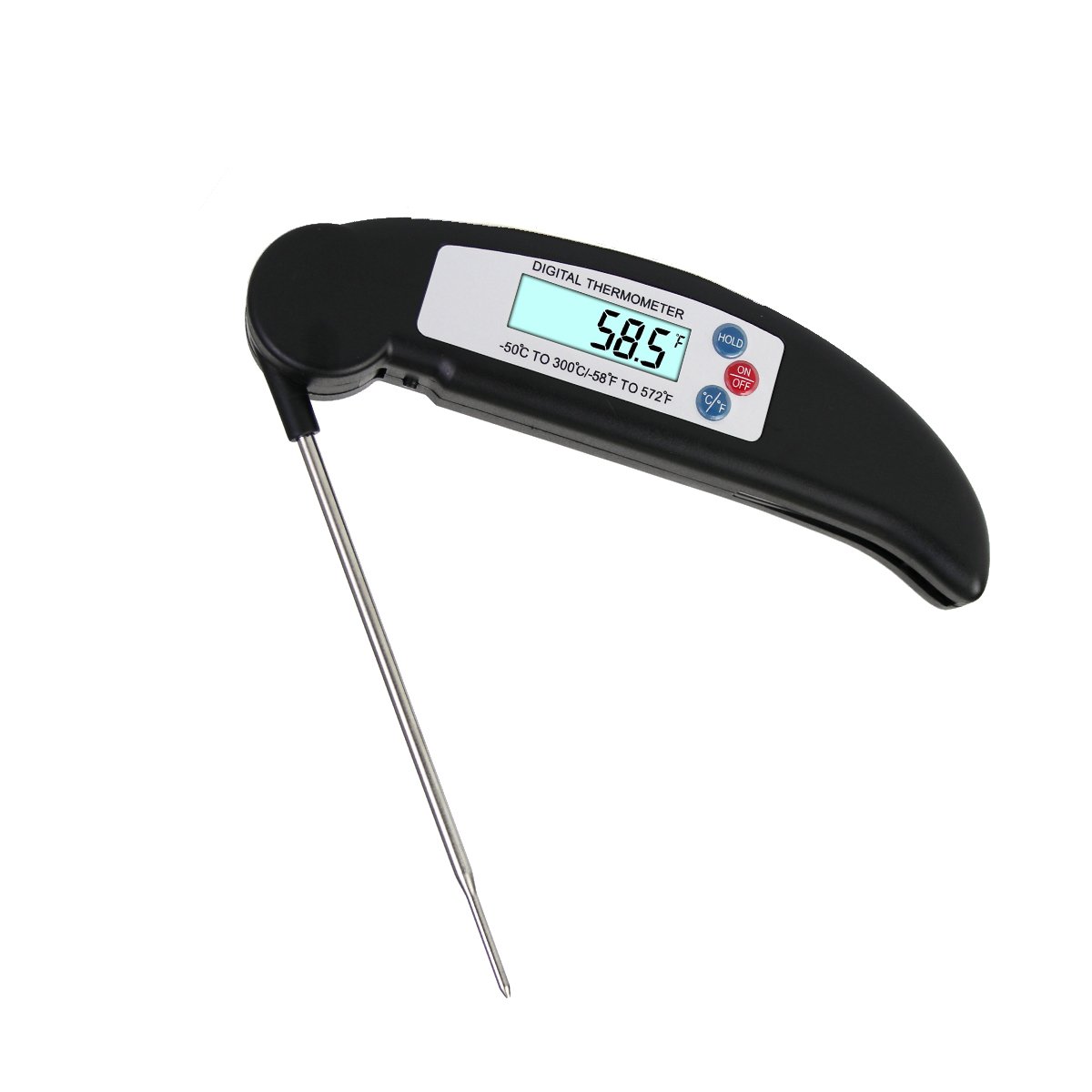 ALLESCOOL Digital Food Thermometer, Instant Read Meat Thermometer with Foldable Probe,Probe for Kitchen Cooking, BBQ, Poultry, Grill Food, Fast & Auto On/Off(black)