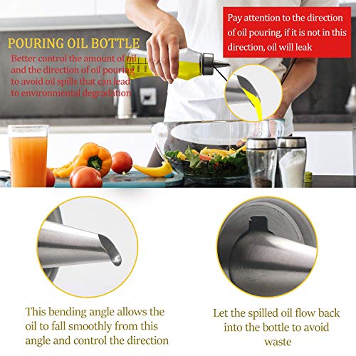 Blasoul Olive Oil Dispenser Bottle with Stainless Steel Easy Pour Spout,14 Ounce Olive Oil Bottles and Vinegar Cruet for Kitchen,Cooking Oil Cruet with Degree Scale