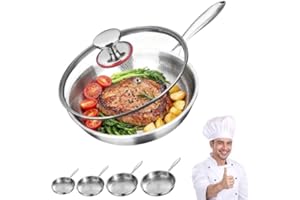 Titanium Frying Pan, Durable & Oil-Free Titanium Pan Pro with Lid for Home, Induction Cooktop & Healthy Cooking (with Lid,9.4
