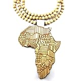 Large Wooden Africa Map Natural Good Quality Wood Pendant & Chain