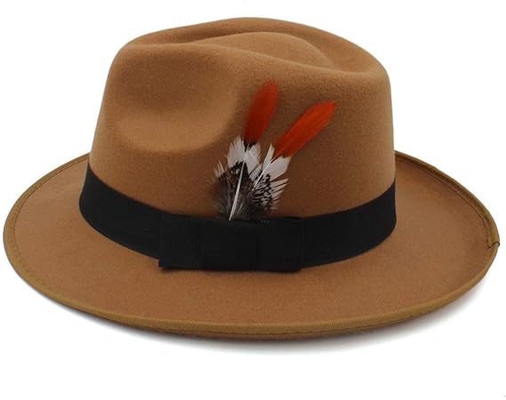 Amazon Co Jp Zhaoxin Chen ウールメンズハット英国紳士ファッション流入ハイエンドトップハットfedora帽子ストリートダンスハット 色 真鍮 サイズ 56 58cm 服 ファッション小物