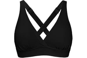 Women's Sporty Adjustable Wide Straps Bikini Top Large Bust Criss Cross Back Supportive Swimsuit Tops Only