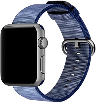 FACTEK for Apple Watch Band,Woven Nylon Strap Buckle Sports Watch Bands 42mm Navy blue
