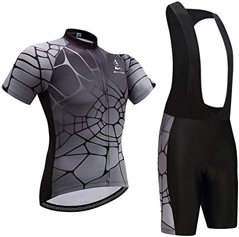 AZD Men's Cycling Jersey Clothing Set Sports Bicycle Short Sleeve Suit With Bib Shorts (XXX-large, Cobweb)