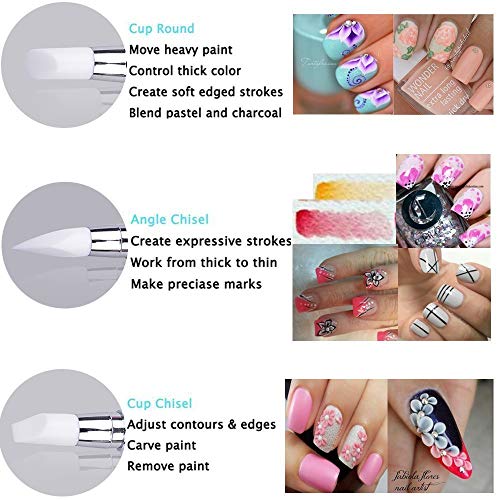 10pcs Nail Art Gel Carving Pen Acrylic Dotting Tool Nail Silicone Brushes Set Pottery Clay Sculpting Tools,Nail Dotting Pen 2 Way Double Ended