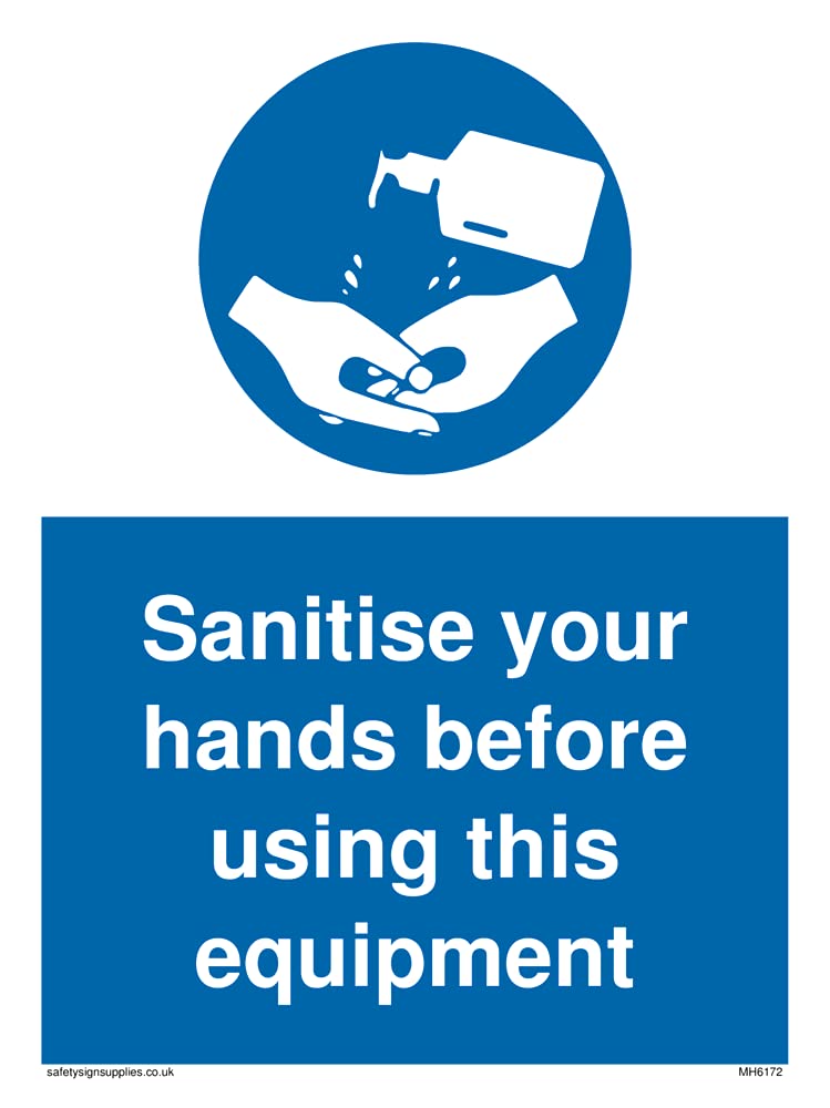 Pack of five - Sanitise your hands before using this equipment Sign - 150x200mm - A5P