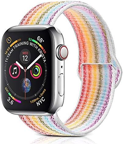 Winmy Sport Band Compatible 40mm 38mm Watch Bands, Lightweight Breathable Woven Nylon Loop Strap for iWatch Series 4 3 2 1, for Women Man - Rainbow Stripe