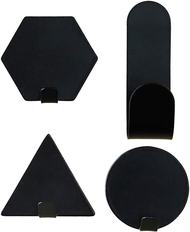 Geometric Shape Metal Wall Hang Hooks 4Pcs Self Sticky Seamless Hook Wall Mount Home Décor