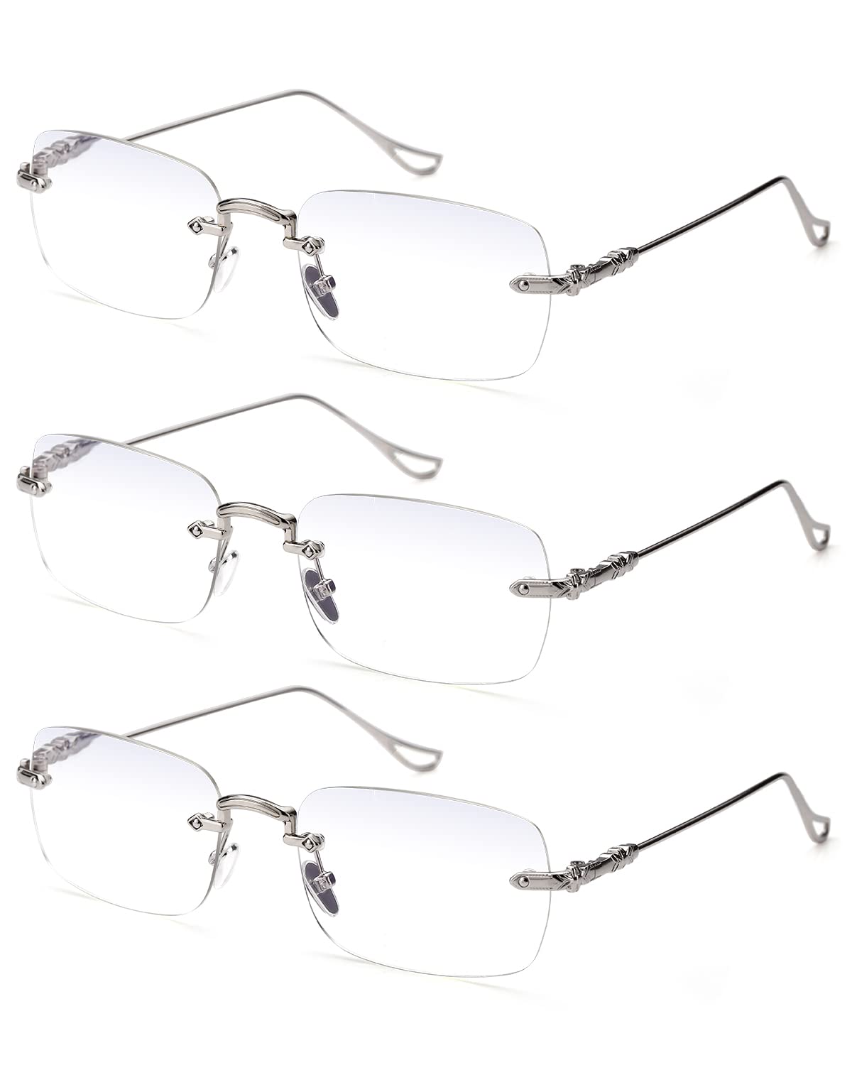 TERAISE Frameless Metal Reading Glasses for Men/Women Blue Light Blocking -Rimless Fashion Comfortable Computer Eyeglasses(4.0X)