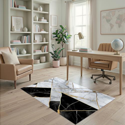 ODIKA 4'x6' Gold Black Modern Abstract Design Ultra-Soft Area… at Amazon