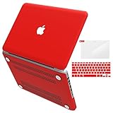 iBenzer Basic Soft-Touch Series Plastic Hard Case, Keyboard Cover, Screen Protector for Apple Old Macbook Pro 13-inch 13” with CD-ROM A1278, Red