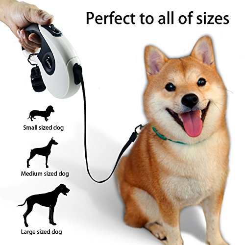 Cadtog Retractable Dog Leash,16 ft Dog Walking Leash for Medium Large Dogs up to 110lbs,One Button Break & Lock, Dog Waste Dispenser and Bags included (Black&White) - Thumbnail 5