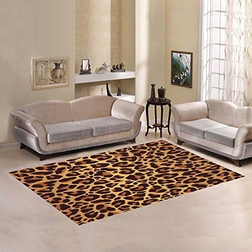 Custom Bright Brown Leopard Print Art Area Rug Cover 5' x 3'3, Animal Skin Print Modern Carpet Rugs Cover for Home Living Room Bedroom Decor