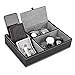 JS NOVA JUNS Valet Tray, 5 Compartments PU Leather Dresser Valet Organizer for Watches and Jewelry