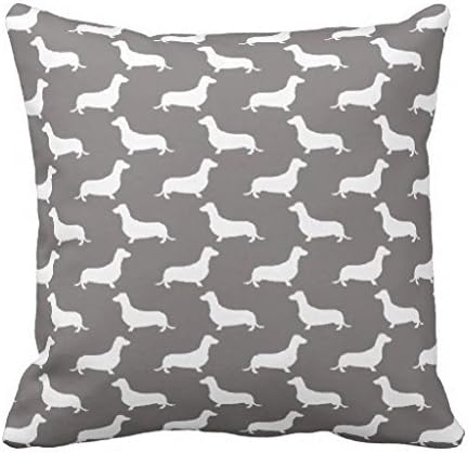 Vincent Vivi Fashion Cushions Dachshund White Silhouettes On Dove Grey Throw Pillow Case