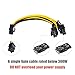 PCI-E 6pin to Dual 6+2Pin (6Pin/8Pin) Power Splitter Cable for Graphics Video Card PCI Express VGA Y-Splitter Extension Cable for GPU Mining- 8 Inch (5 Pcs)