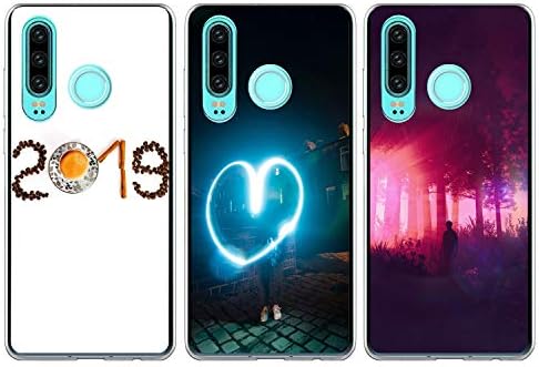 Cute P30 Lite Case, Badalink Phone Case Compatible with Huawei P30 Lite, Stylish Painting Clear Flexible TPU Rubber Glossy Shockproof Slim P30 Lite Skin Protective Cover - Group C