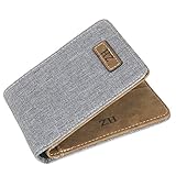 ZH Mini Ultra-thin Fashion Canvas Wallet Multifunction Wallet Card Package M Gray