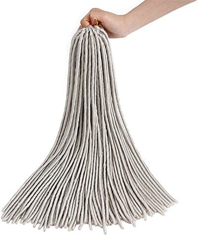HAIQUAN 20" 8 Bundles Silver Gray Dreadlock Faux Locs Braid Hair Crochet Braids Synthetic Hair Extension 20Roots/Bundle 95-100g/Bundle