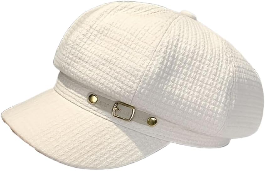 Women Retro Classic Visor Newsboy Cabbie Cap Beret Hats with Flower Buckle1khaki Juiterchy Women Retro Classic Visor Newsboy Cabbie Cap Beret  main image 2