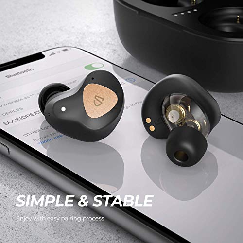 Écouteurs Bluetooth sans Fil Intra-Auriculaires, SoundPEATS Truengine3 Se Noirs, Mini Casque Son Clair Qualité Sonore avec 4 Microphones Intégrés avec Boîtier de Charge