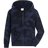 Spring&Gege Boys Camo Print Hoodies Soft Full Zipper Hooded Sweatshirt
