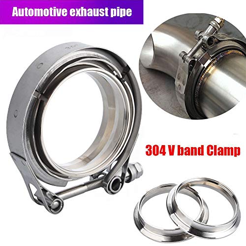 3''Exhaust Pipe Clamp,SS304 V-Band Clamp Stainless Steel M/F 3v Band Turbo Exhaust Downpipe For Flanged Filter Racks, Turbocharging Systems,Exhaust Systems,And Industrial Applications (Silver)